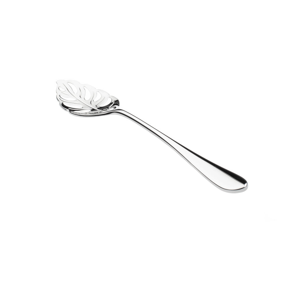 Mulberry Leaf Silver decorative spoon on a white background