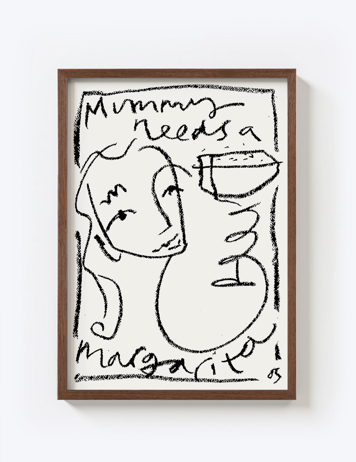 framed artwork by Olivia Sewell 'mummy needs a magarita' print for kitchens