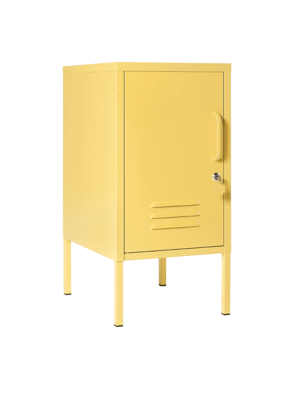 Yellow metal locker on a white background