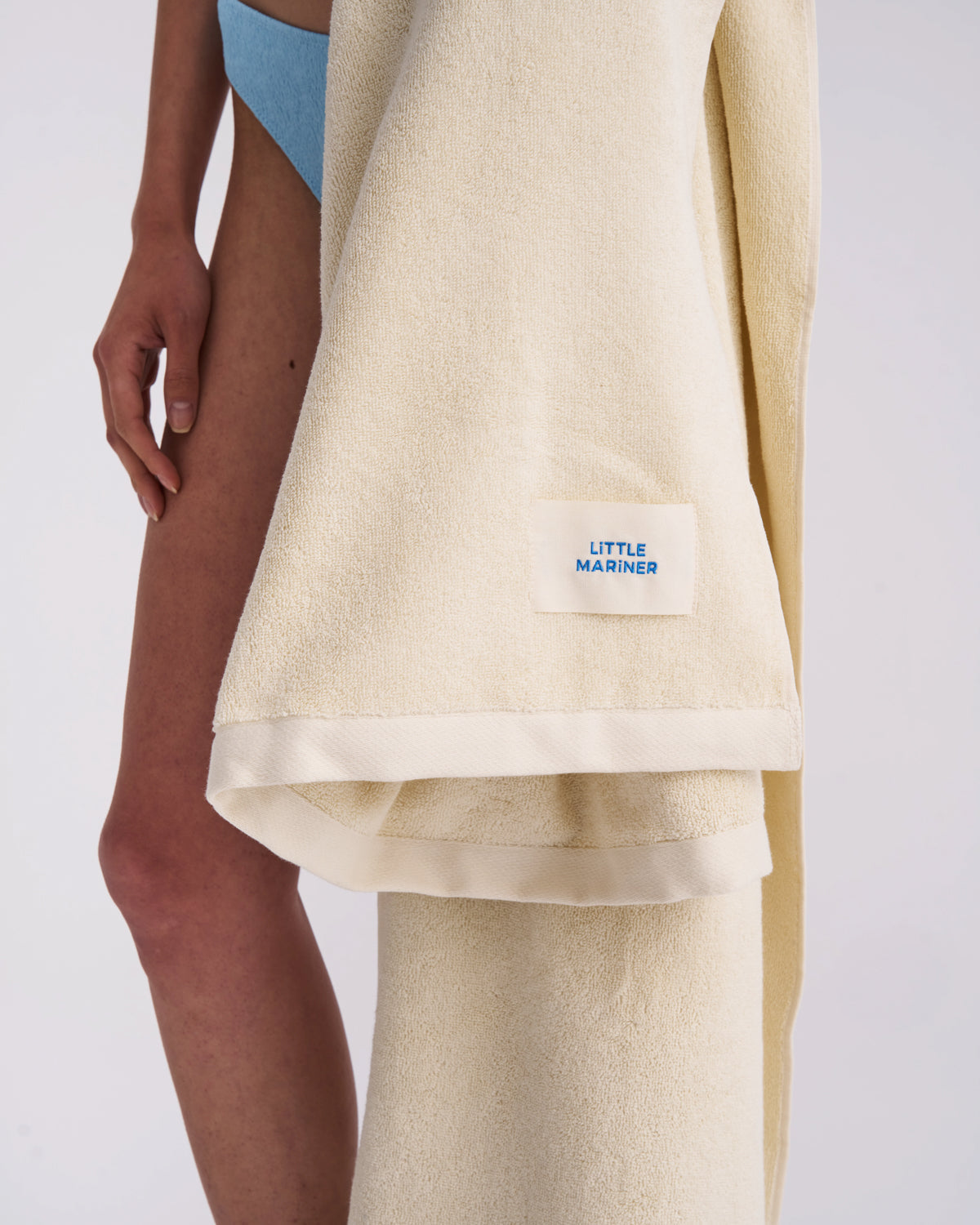 Luxury off-white terry beach towel made from organic cotton