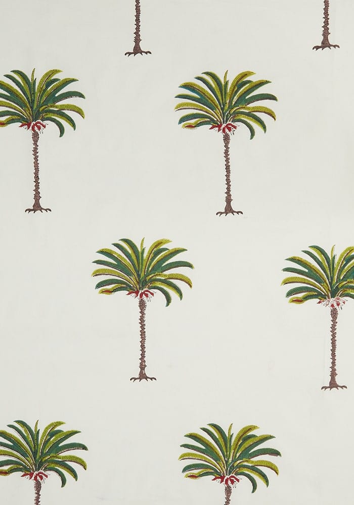 Pattern of palm trees on a light background tablecloth