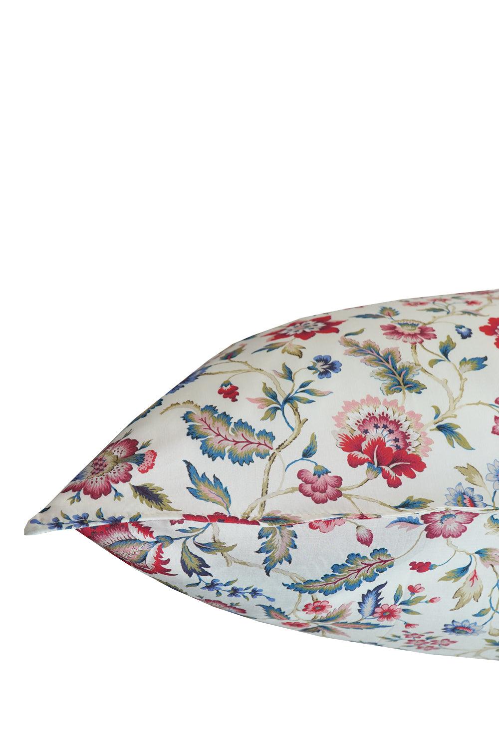 Floral patterned pillowcase on a white background