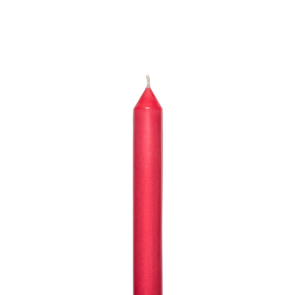 Red candle on a white background