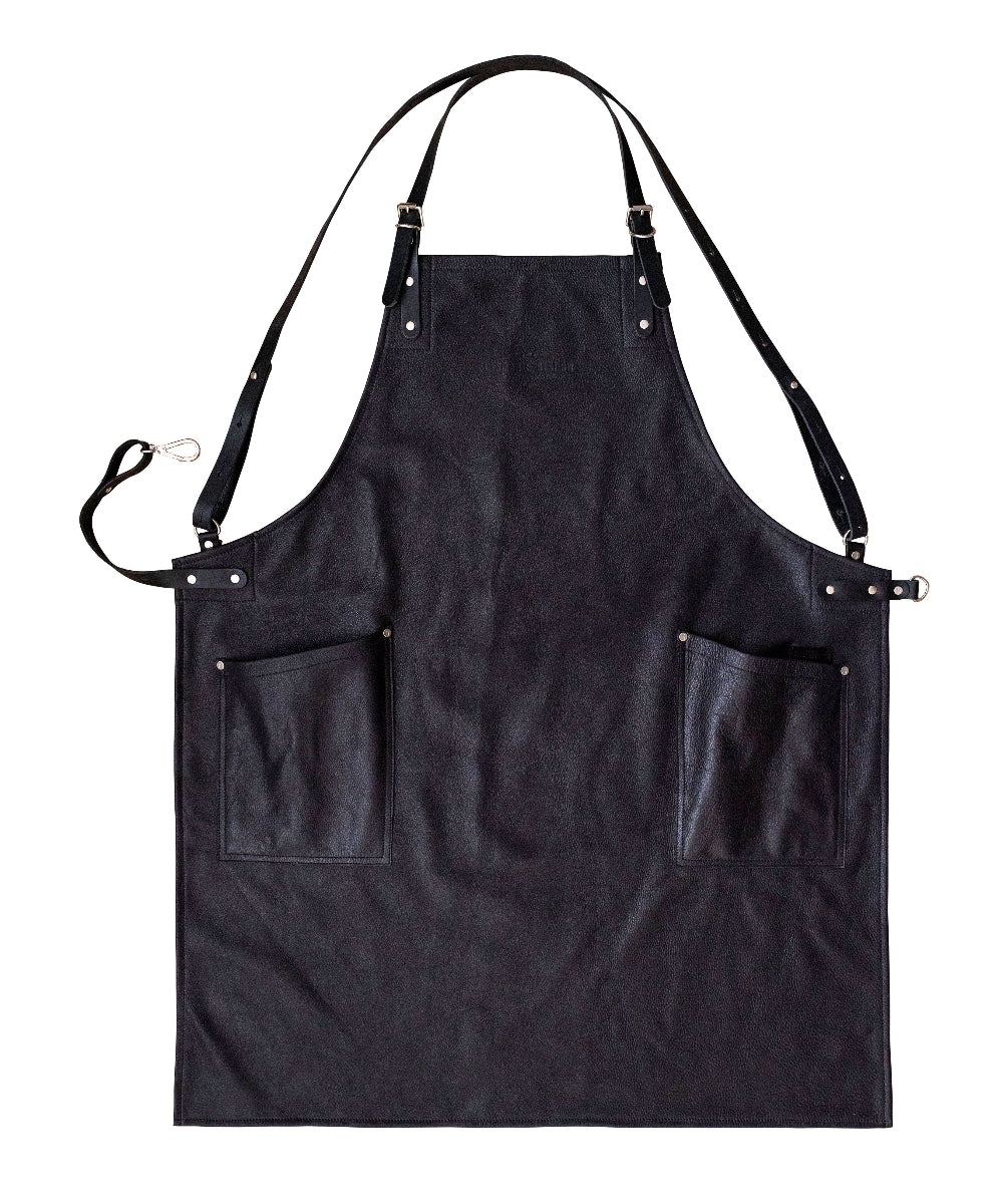 Black apron with straps on a white background