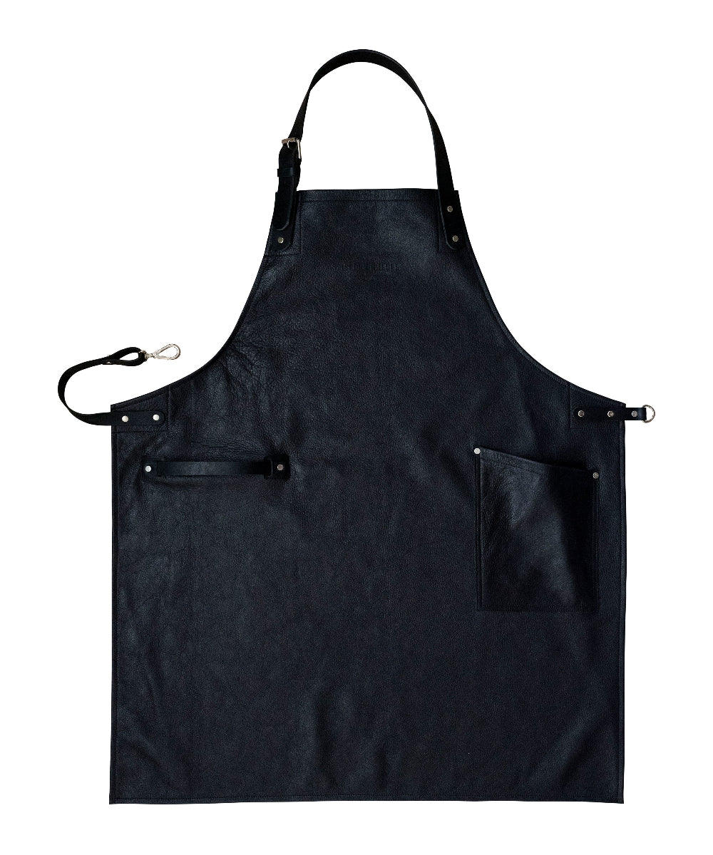 Black apron with a pocket on a white background