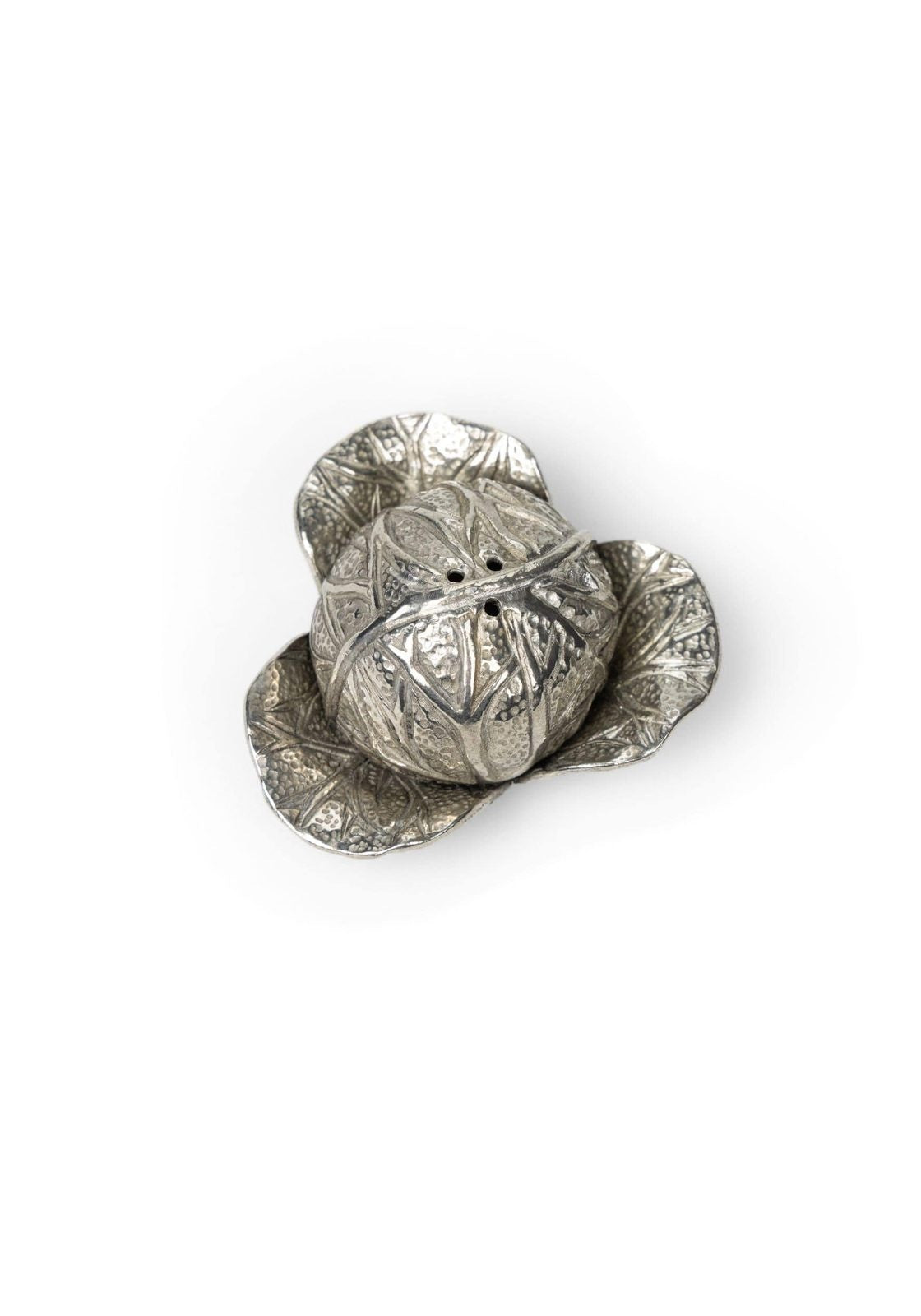 Decorative silver flower on a white background
