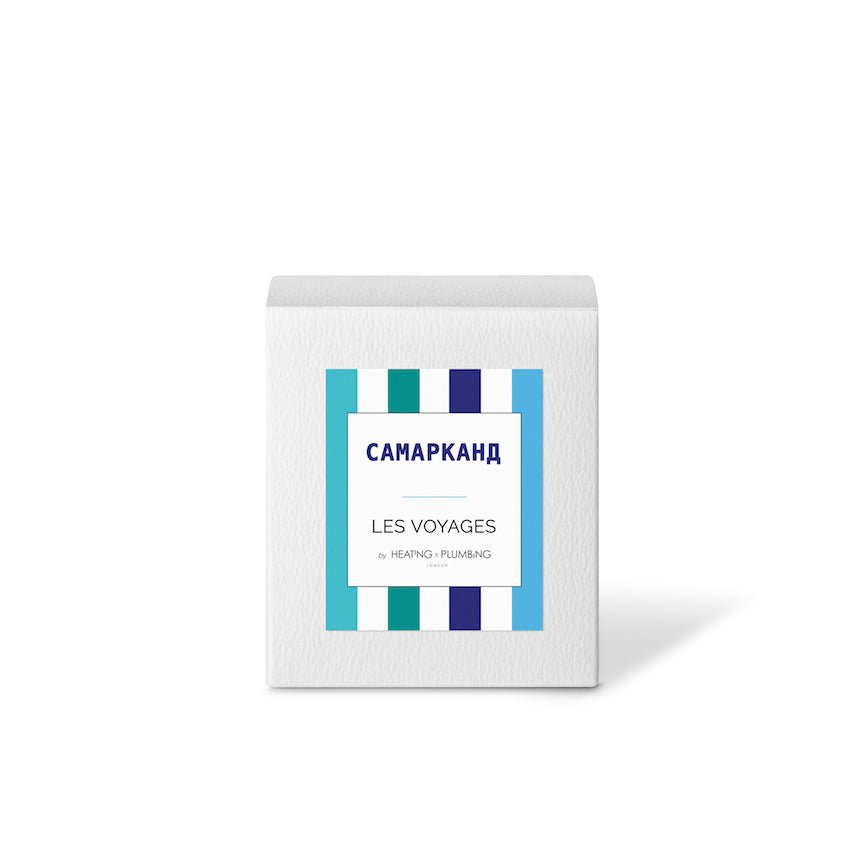 White box with a colorful label on a white background