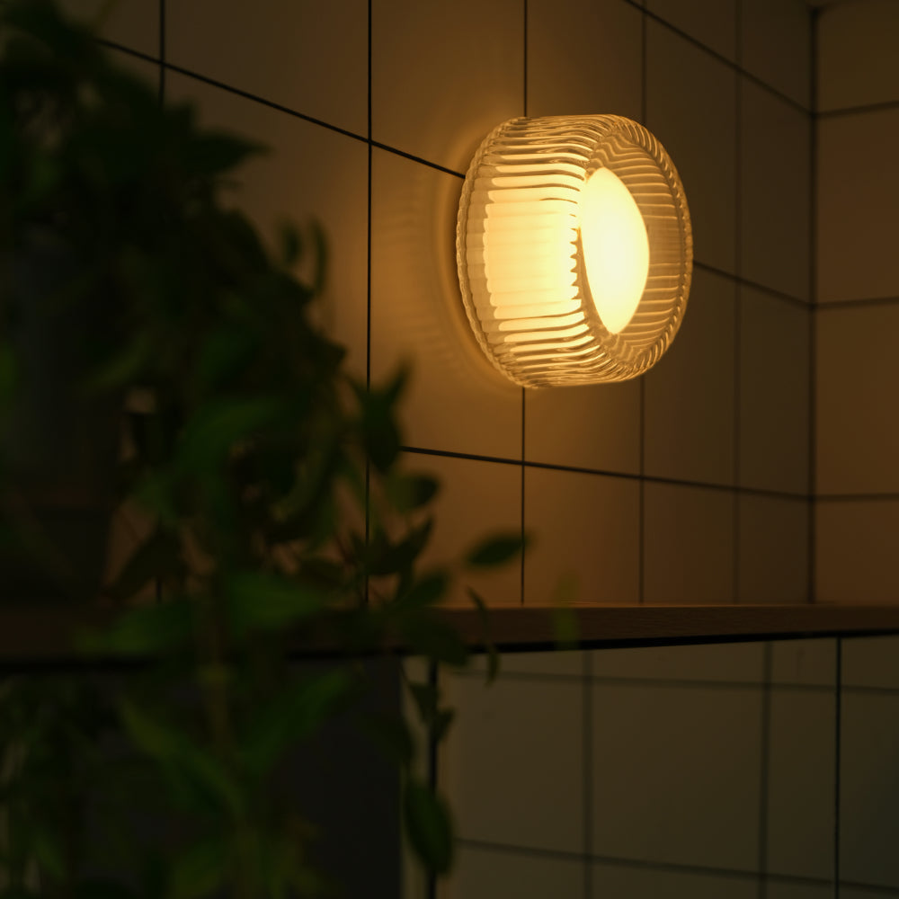 Close-up of the Tala Firth Wall Light ribbed glass detail