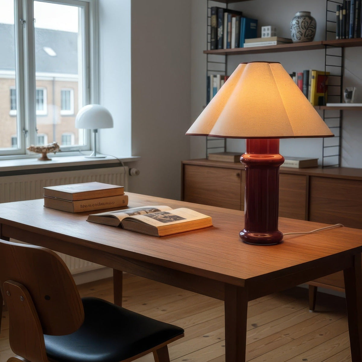 Tala Heath designer table lamp in Port Red