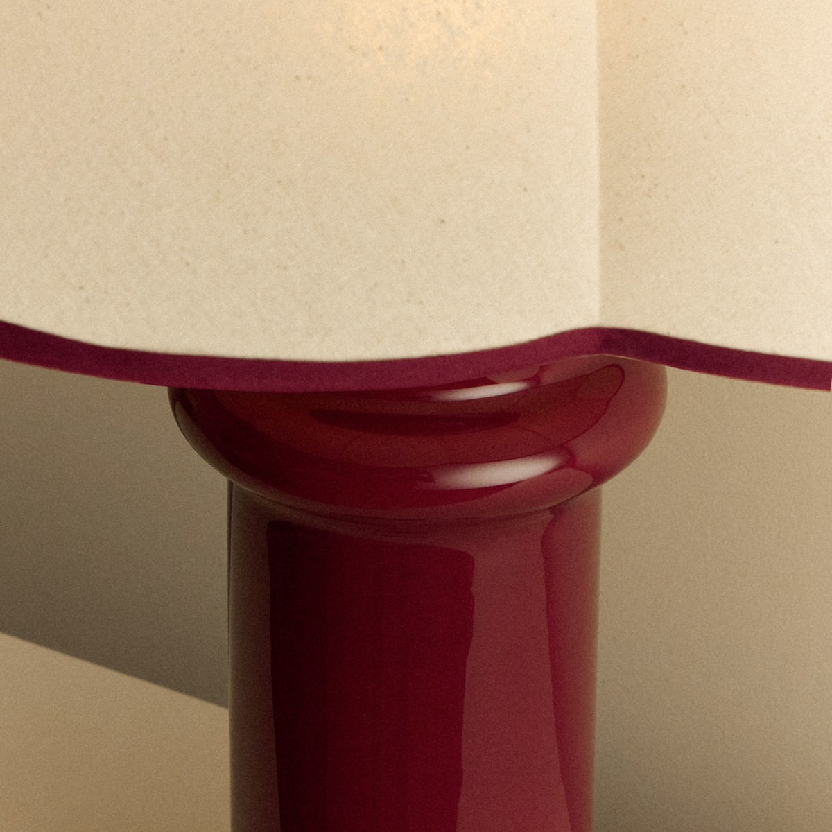 Close-up of the Tala Heath Port Red ceramic lamp