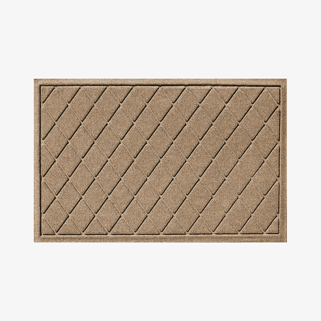 WaterHog Argyle doormat in Camel with a raised geometric pattern, suitable for indoor and outdoor use.