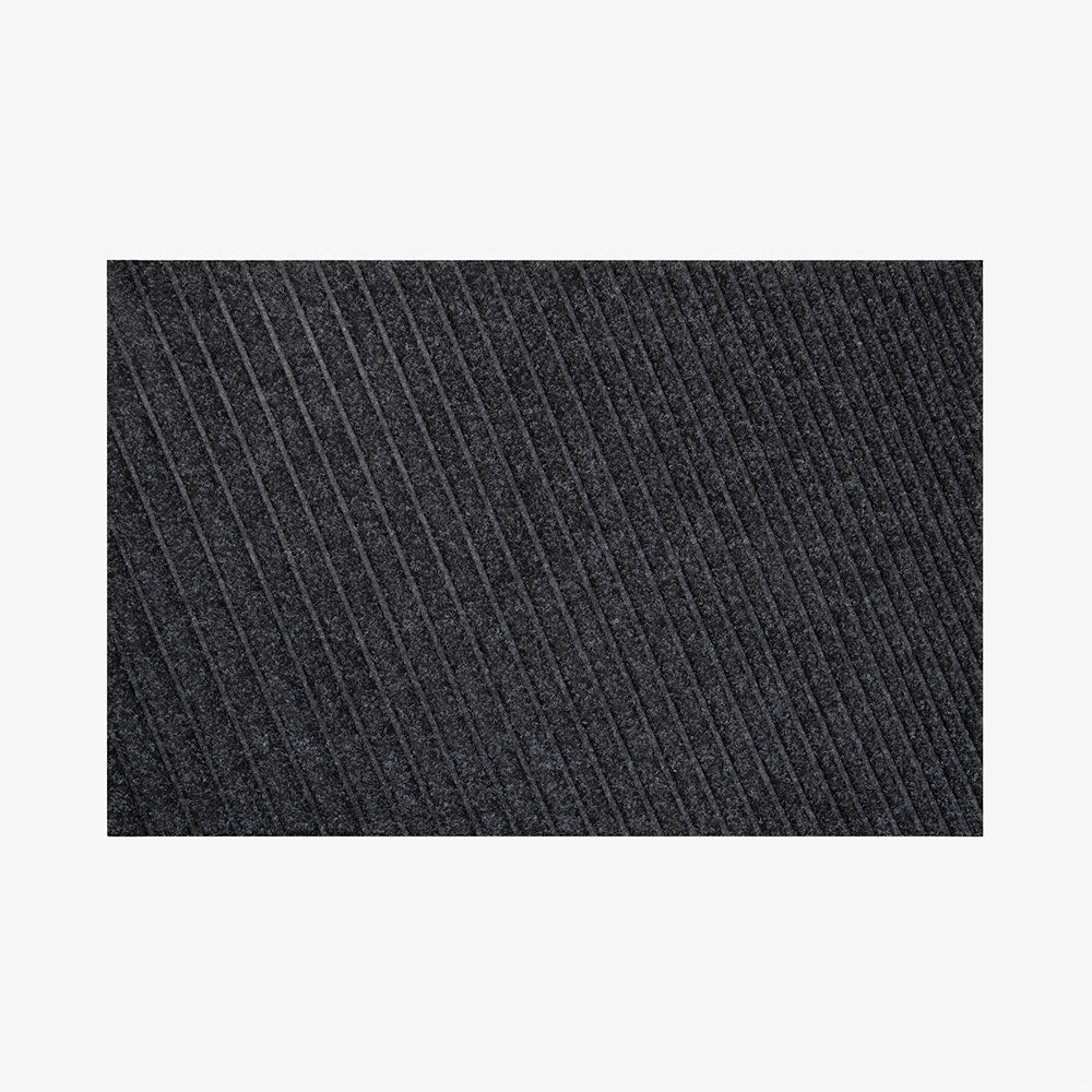 Charcoal WaterHog Gradient doormat with a textured diagonal ribbed surface, photographed from above.