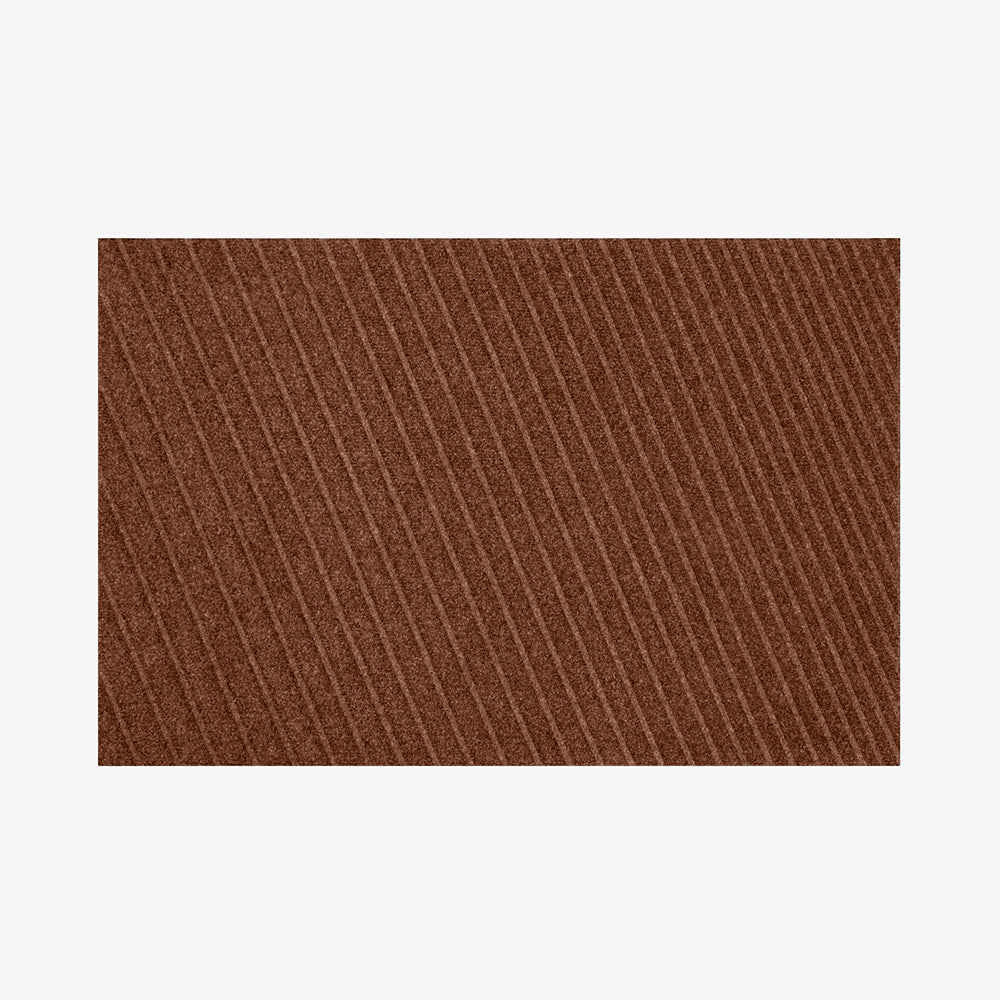 A rectangular brown textured mat with diagonal ribbed stripes, shown against a plain white background.