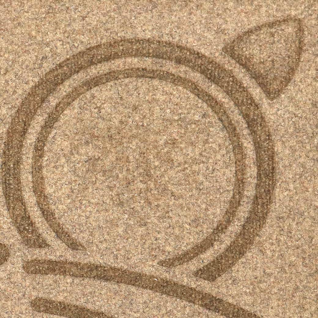 A close-up of a textured kitty cat mat 