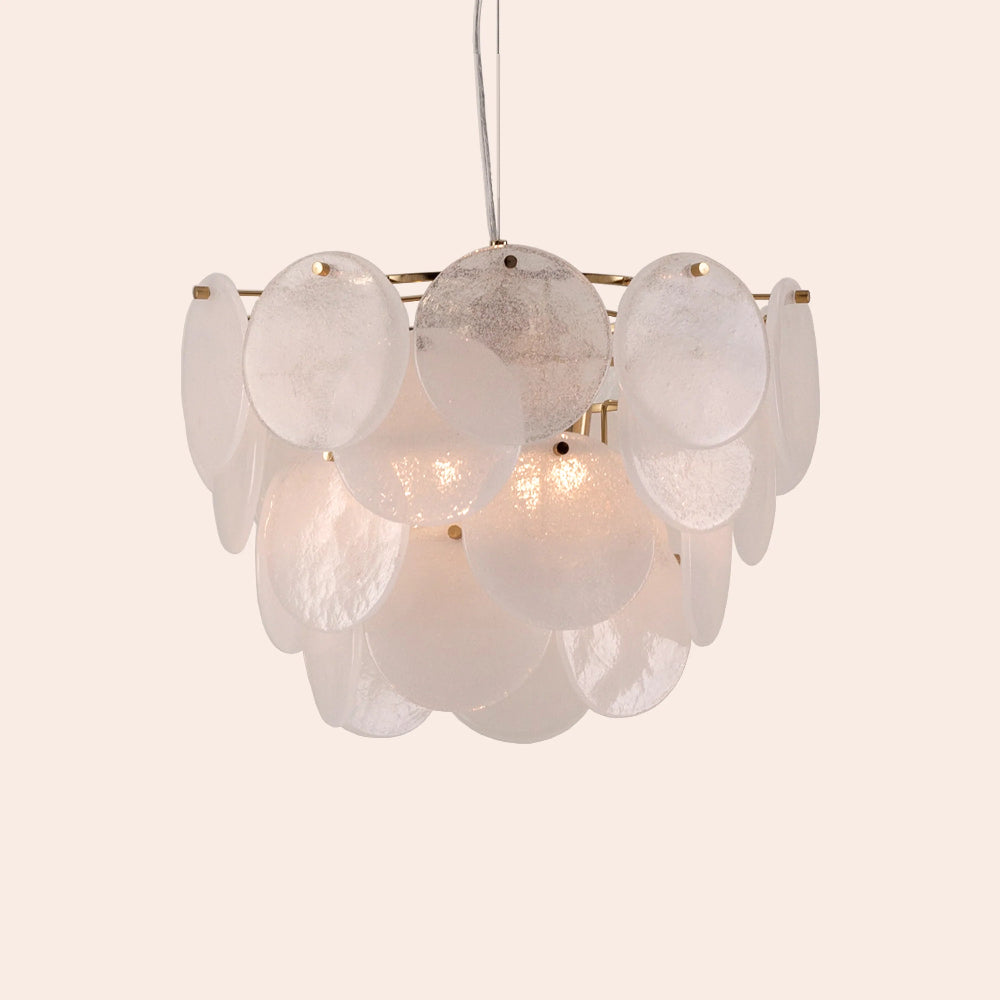 White glass chandelier with four G9 light sources