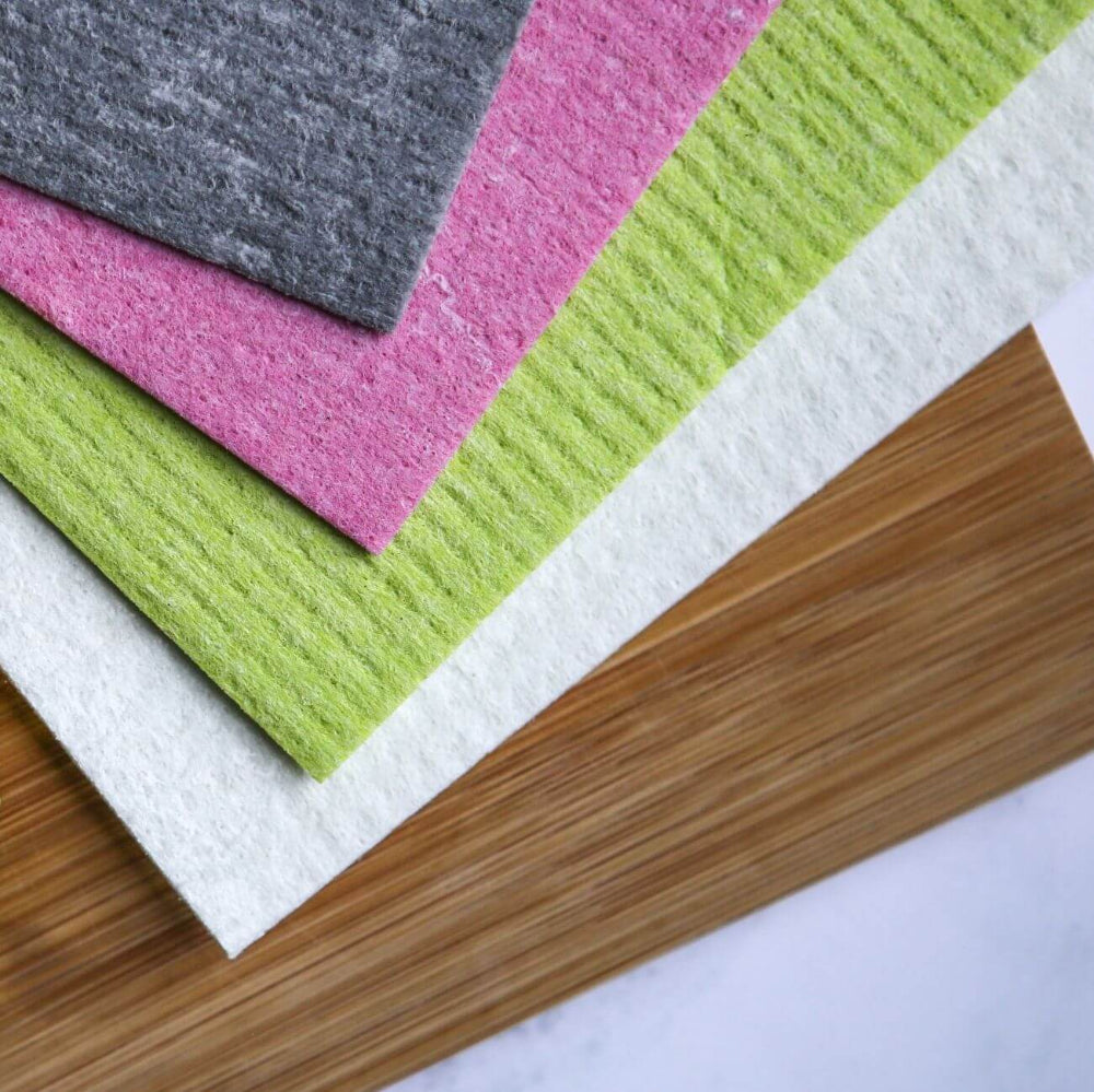 Swedish Dish cloths on a wooden surface