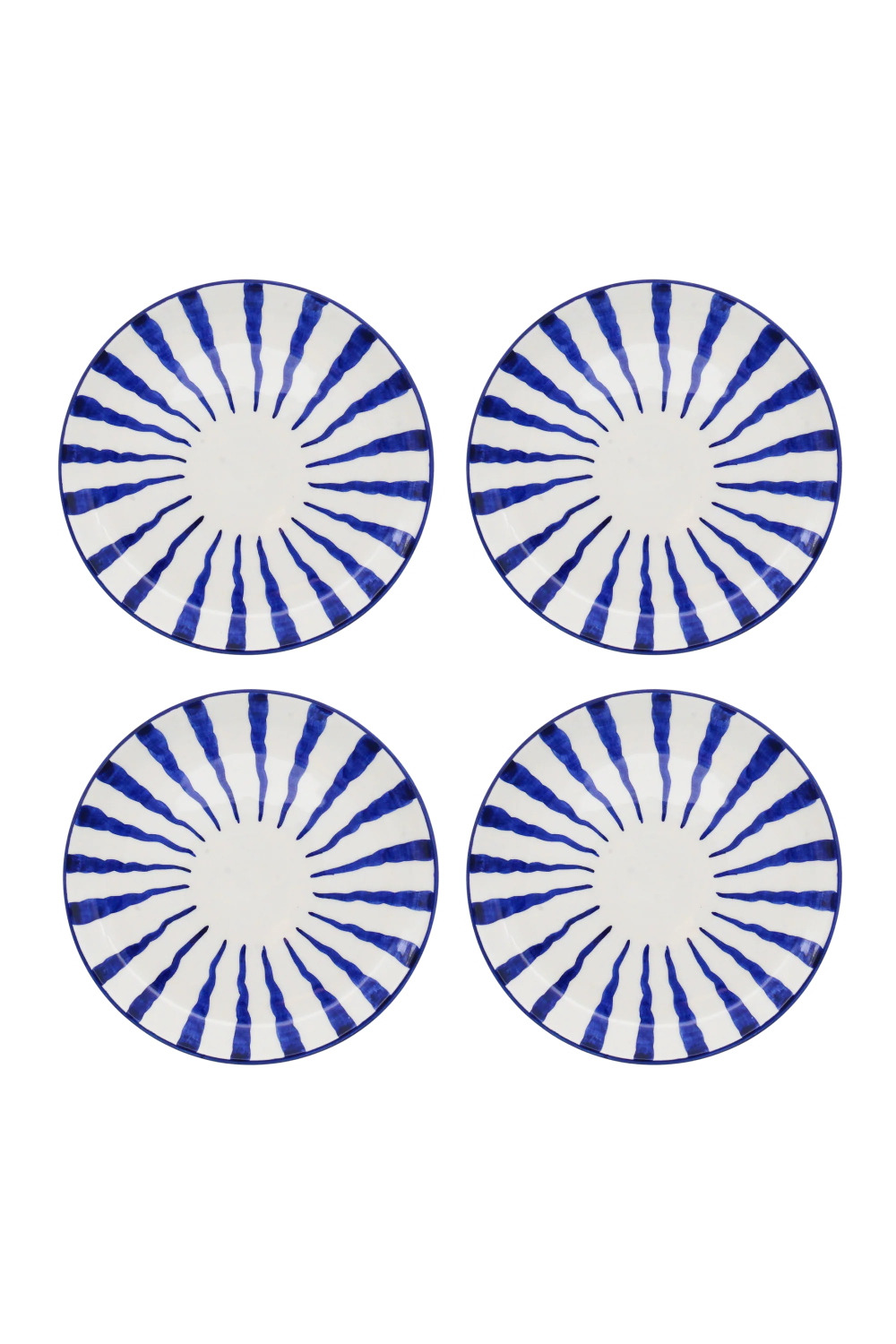Blue ceramic dinner plate handmade in Valencia, Spain