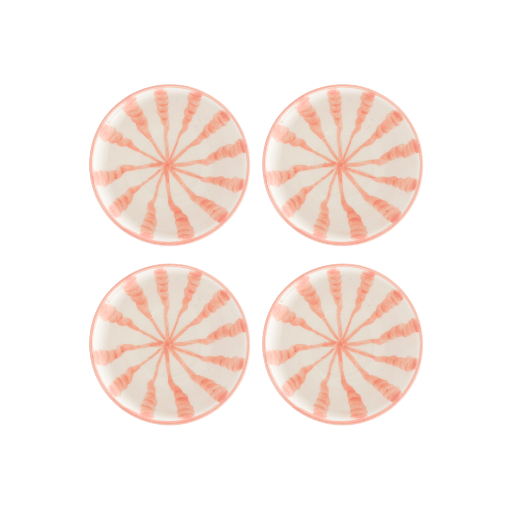 Set of four Woven Rosa Wave Breakfast Bowls in Blush Pink