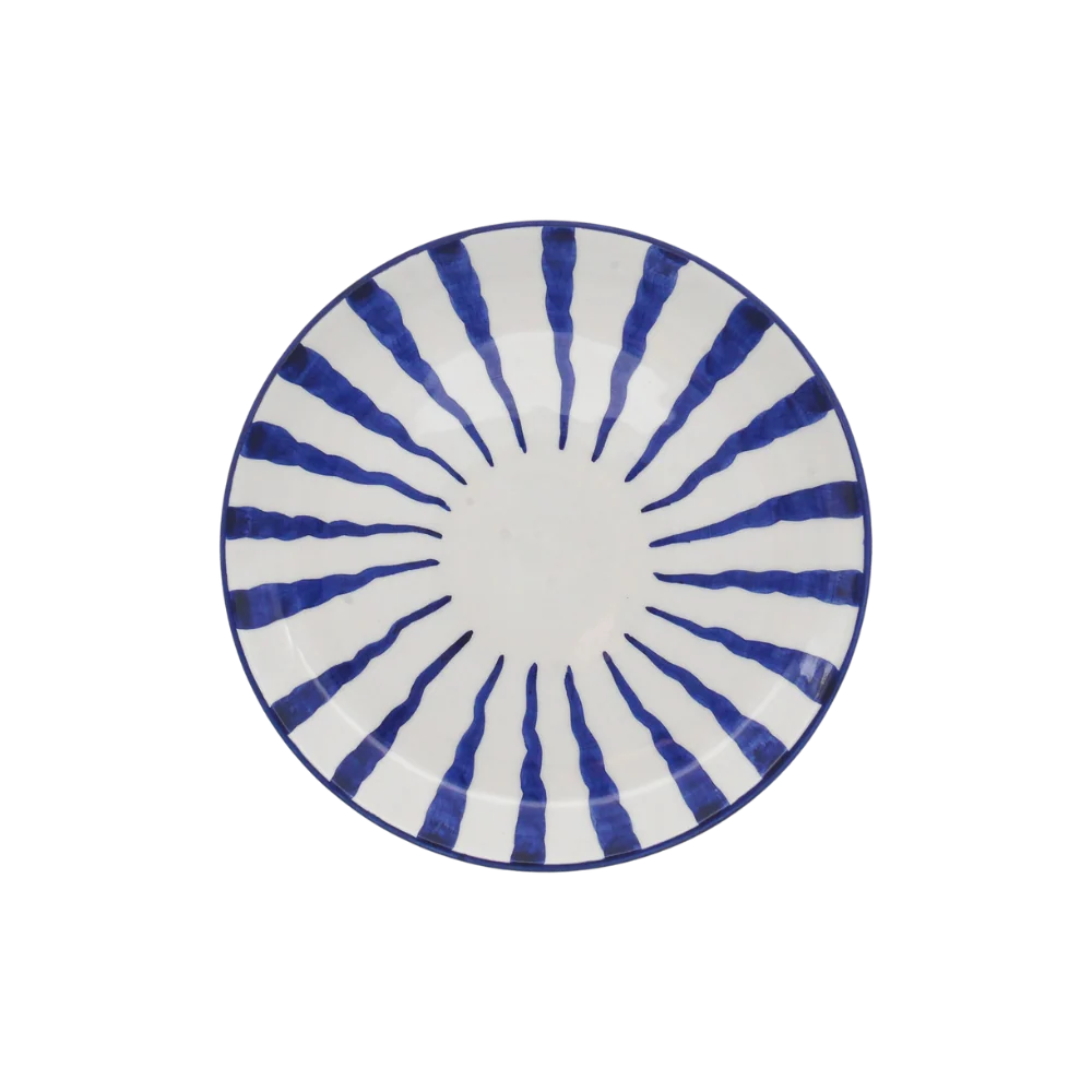 Woven Rosa Wave ceramic dinner plate in Azure Blue